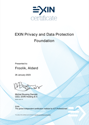 EXIN Privacy and Data Protection Foundation certificaat